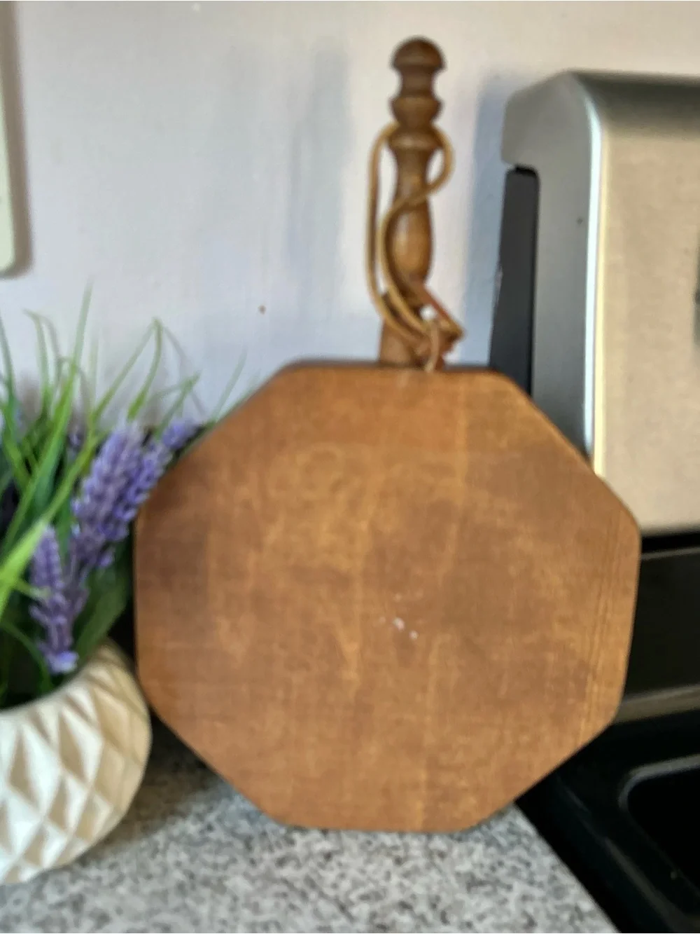 Vintage Wooden Fruit and Veggie Trivet with Design of Apples + Grapes